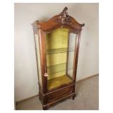 Louis XV Velvet Lined Glass Curio Cabinet