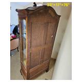 Louis XV Velvet Lined Glass Curio Cabinet