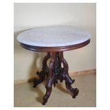 Antique Marble Top Oval Parlor Table