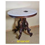 Antique Marble Top Oval Parlor Table
