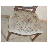 Vintage Needlepoint Louis XV Parlor Chair