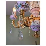 French Rococo Porcelain Cherub Chandelier