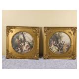 Pair of Rococo French Prints in Extravagant Gilt Frames
