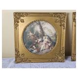 Pair of Rococo French Prints in Extravagant Gilt Frames