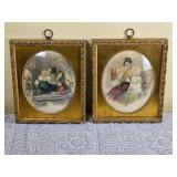 Elegant Victorian Prints in Gilt Bubble Frames