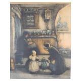 Vintage Pencil Signed Print from Frentz Charlet  Mother & Child