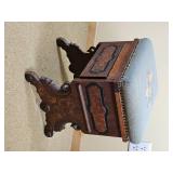 Antique East lake Bural Wood Footstool with Needlepoint Cushion