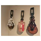 Group of Three Antique Wooden Pullies