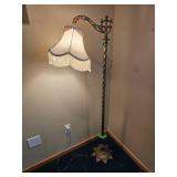 Spelter Art Décor Floor Lamp with Fringed Parlor Shade
