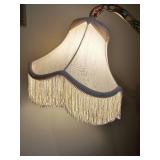Spelter Art Décor Floor Lamp with Fringed Parlor Shade