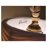 Spelter Art Décor Floor Lamp with Fringed Parlor Shade