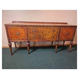 Stunning Jacobean Burl Wood Veneer Dining Credenza