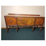 Stunning Jacobean Burl Wood Veneer Dining Credenza