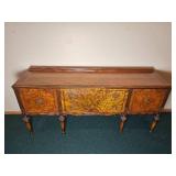 Stunning Jacobean Burl Wood Veneer Dining Credenza