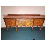 Stunning Jacobean Burl Wood Veneer Dining Credenza