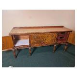 Stunning Jacobean Burl Wood Veneer Dining Credenza