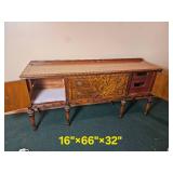 Stunning Jacobean Burl Wood Veneer Dining Credenza