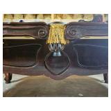 Brunswick Orleans 9-Foot Pool Table: Dark Oak Finish, Rams Head Legs, Gold Fringe Pockets