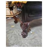 Brunswick Orleans 9-Foot Pool Table: Dark Oak Finish, Rams Head Legs, Gold Fringe Pockets