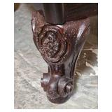 Brunswick Orleans 9-Foot Pool Table: Dark Oak Finish, Rams Head Legs, Gold Fringe Pockets