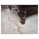 Brunswick Orleans 9-Foot Pool Table: Dark Oak Finish, Rams Head Legs, Gold Fringe Pockets