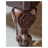 Brunswick Orleans 9-Foot Pool Table: Dark Oak Finish, Rams Head Legs, Gold Fringe Pockets