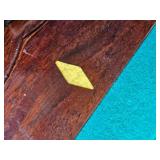 Brunswick Orleans 9-Foot Pool Table: Dark Oak Finish, Rams Head Legs, Gold Fringe Pockets