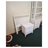 White Wicker Bed Set From Henry Link (Twin Headboard, Bedroom Desk, & Nightstand) 