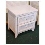 White Wicker Bed Set From Henry Link (Twin Headboard, Bedroom Desk, & Nightstand) 