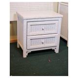 White Wicker Bed Set From Henry Link (Twin Headboard, Bedroom Desk, & Nightstand) 