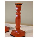 Vintage 1920s Orange Glass Candlesticks