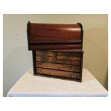 Primitive Jewelry Chest & Roll Top Box