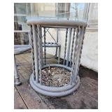 Wisted Cast Aluminum Patio Table Set with Scalloped Edge Glass Top
