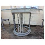 Wisted Cast Aluminum Patio Table Set with Scalloped Edge Glass Top