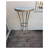 Stone Mosaic Top Iron Pedestal Table