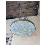 Stone Mosaic Top Iron Pedestal Table