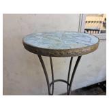 Stone Mosaic Top Iron Pedestal Table