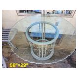 Wisted Cast Aluminum Patio Table Set with Scalloped Edge Glass Top