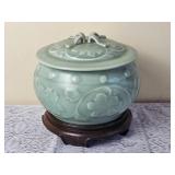 Chinese Longquan Celadon Covered Bowl