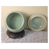 Chinese Longquan Celadon Covered Bowl