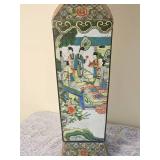 Large Chinese Famille Verte Porcelain Square Vase Vintage 20th Century