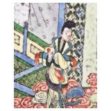 Large Chinese Famille Verte Porcelain Square Vase Vintage 20th Century