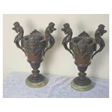 19th Century French Bronze Cherub Urns