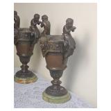19th Century French Bronze Cherub Urns