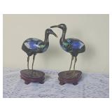Cloisonne Decorated Crane Figures