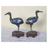 Cloisonne Decorated Crane Figures