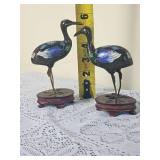 Cloisonne Decorated Crane Figures