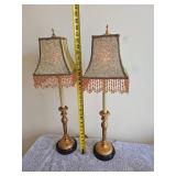 Raymond Waites Guilt Leaf Candlestick Lamps