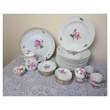 Meissen Porcelain Pink Rose Pattern China Service