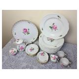Meissen Porcelain Pink Rose Pattern China Service